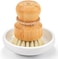 SUBEKYU Bamboo Dish Scrub Brush for Kitchen Sink, Natural Wooden Washing Dish Brush Scrubber with Sisal Bristles for Household Cleaning, Cast Iron Pots, Pans and Vegetables.