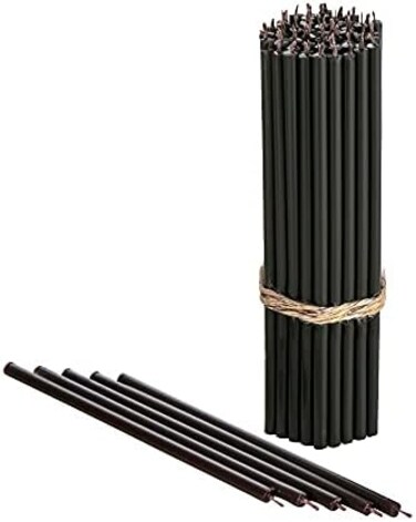 Danilovo Pure Beeswax Candles - No-Drip, Smoke-Less, Tall, Thin Taper Candles &ndash; Decorative Candles for Church Prayer, Decor or Birthday Candles &ndash; Honey Scented Candles &ndash; 6. 4&rdquo;x0. 22&rdquo; (Black, 50pcs.