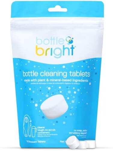 عبوة كبيرة من BOTTLE BRIGHT (78 قرصًا) - لتنظيف الفولاذ المقاوم للصدأ، والترمس، والأكواب، والزجاجات المعزولة، والبلاستيكية، وزجاجات المياه القابلة لإعادة الاستخدام - أقراص تنظيف Bottle Bright سهلة وآم