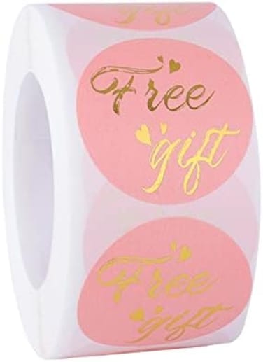 SAVITA 500pcs 1. 5inch Customer Appreciation Sticker &ldquo;Free Gift&rdquo; Sticker Roll Self-Adhesive Labels Decoration for Gift Backpacking Envelopes Postcards Greeting Cards.