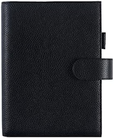 Moterm Leather Cover for Stalogy B6 - with Back Pocket, Pen Loop and Card Slots (Pebbled-Black, B6.