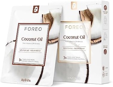 FOREO Coconut Oil sheet mask makes your skin soft and smooth again: moisturising ingredients, natural coconut oil, vegan, cruelty-free, 3 pack, compatible with UFO devices.