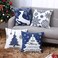 NANAN Christmas Pillow Covers 18X18 Inch Navy Blue Christmas Pillow Cases Snowflake Merry Christmas Holiday Pillowcases Xmas Trees Elk Deer Decorative Cushion Covers for Party Sofa Couch Set of 4.