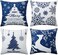 NANAN Christmas Pillow Covers 18X18 Inch Navy Blue Christmas Pillow Cases Snowflake Merry Christmas Holiday Pillowcases Xmas Trees Elk Deer Decorative Cushion Covers for Party Sofa Couch Set of 4.