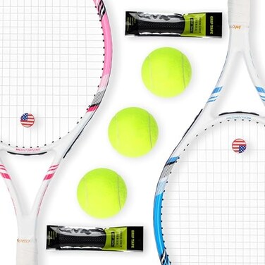 WOED BATENS Pro Tennis Racket for Adults, 2 Player 27 inch Speed Tennis Racquet Acceptable for Beginner and Professional with 3 Tennis Balls, 2 Vibration Dampes, 2 Overgrips, Tennis Bag.