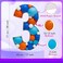 JoyBox Design Mosaic Balloon Numbers Frame Marquee Light Up Number 3 Pre-Cut Large Foam Board Sign Cut-out for Boy Girl Birthday Backdrop Anniversary Decoration.