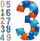 JoyBox Design Mosaic Balloon Numbers Frame Marquee Light Up Number 3 Pre-Cut Large Foam Board Sign Cut-out for Boy Girl Birthday Backdrop Anniversary Decoration.