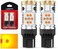 مصباح LASFIT 7440 CANBUS READY LED 7441 لضوء إشارة الانعطاف الخلفي 7440A W21W WY21W مضاد للوميض السريع وخالٍ من الأخطاء 24 واط 1600 لومن كهرماني/أصفر مقاوم مدمج، التوصيل والتشغيل إصدار 2023.