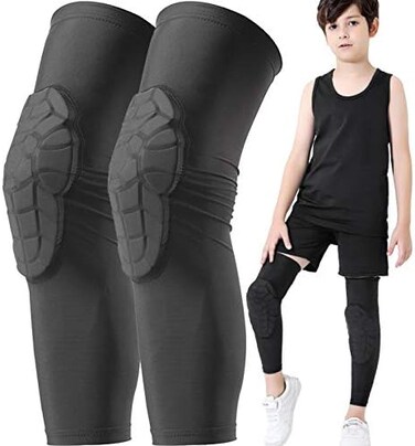 Bohope Kids Youth 5-15 Years Padded Arm Knee Sleeve Compression Leg Protective.