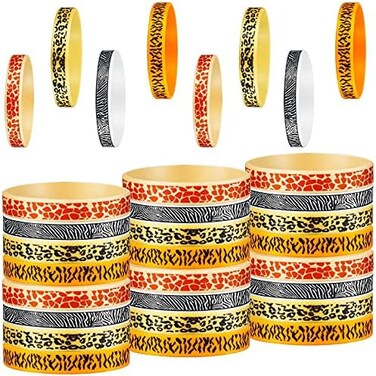Skylety 36 Piece Animal Print Rubber Bracelets Safari Silicone Bracelets Animal Theme Rubber Bracelet Waterproof Wristband for Jungle Birthday Party Favors Goody Bag Supply Classroom Prize.