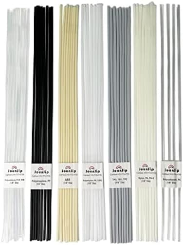 JOUNJIP Plastic Welding Rods- 7 Types of Welding Plastic (PP PU ABS PE TPO PA PCMost Common Plastics- For Use With Jounjip Plastic Welding Kit- 52 Pack of 13" x 1/8" Dia.