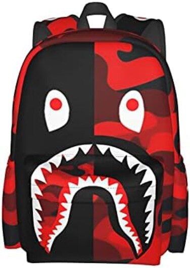 Vkaxopt Backpack Shark Teeth Camo Backpacks Travel Laptop Daypack Big Capacity Bookbag Fashion Durable for Men and Women.