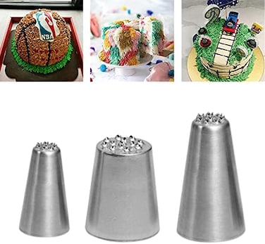 Suuker Grass Piping Tips Set, 3 Pieces Grass Piping Tips for Cake Decorating, Grass Tip for Cake Decorating, Frosting Piping Kit.
