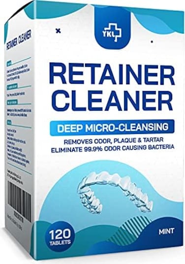 أقراص YKL Retainer لتنظيف أطقم الأسنان - تكفي لمدة 4 أشهر (120 قطعة) أجهزة تثبيت الأسنان لتقويم الأسنان - واقيات الفم الليلية - تبييض الأسنان الاصطناعية - يزيل الروائح الكريهة والبلاك (120 قطعة).