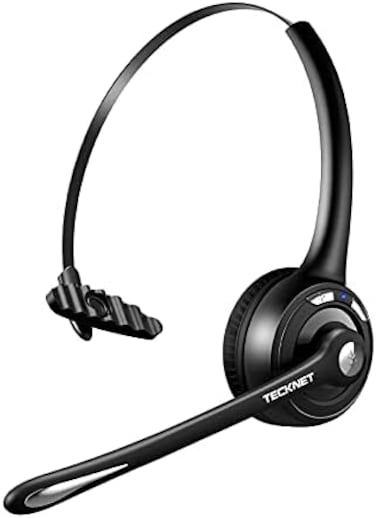 TECKNET Bluetooth Headset, Wireless On Ear Headphones with Noise Cancelling Microphone for Trucker, Hand Free Wireless Headset with Mute Mic for Work, Cellphone, PC, Home, Office, Call Center.