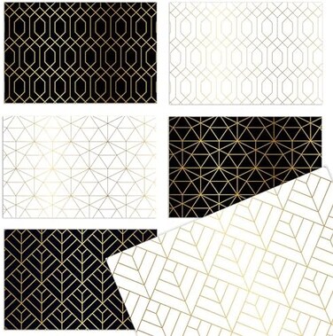 Better Office Products 100-Pack All Occasion Greeting Cards, Assorted Blank Note Cards, 4 x 6 inch, 6 Elegant Gold Foil Geometric Designs, Blank Inside, with Envelopes, 100 Pack.