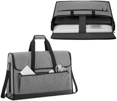 Trunab Monitor Carrying Case 24 Inch Padded Travel Bag Hold Up to 2 LCD Screens/TVs, Not Compatible with iMac, with Accessories Pocket, Shoulder Strap, PU Bottom, Grey.