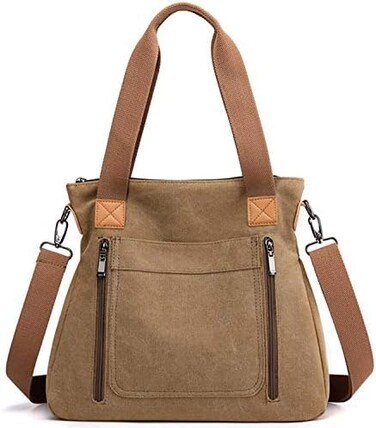 Sunshinejing Women's Canvas Tote Bag Work Shoulder Crossbody Bags Vintage Multi-pocket Handbags.