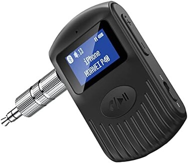 COMSOON Bluetooth Receiver with LCD Screen, Portable AUX Bluetooth 5. 0 Adapter for Car/Home Stereo/Speaker/Wired Headphones, Dual Connection/Noise Cancelling/Hands-Free Calling/Music Streaming-Black.