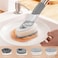 QUTHZZHY Dish Cleaning Brush, Soap Dispensing Dish Brush Set with 4 Replacement Heads and Storage Holder, Kitchen Scrub Brush for Dish Pot Pan Sink Cleaning (Grey.