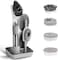 QUTHZZHY Dish Cleaning Brush, Soap Dispensing Dish Brush Set with 4 Replacement Heads and Storage Holder, Kitchen Scrub Brush for Dish Pot Pan Sink Cleaning (Grey.