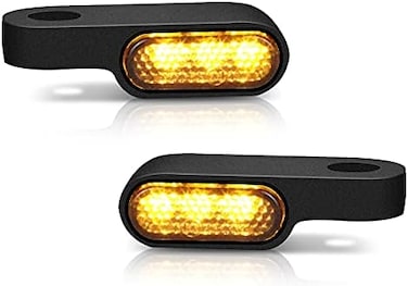 NTHREEAUTO Mini LED Turn Signals Handlebar Marker Light Front Motorcycle Blinkers Compatible with Honda Shadow Harley Dyna Sportster Kawasaki Vulcan Yamaha V-Star Road Star.
