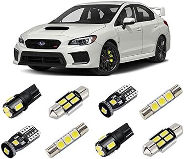 طقم مصابيح LED داخلية بيضاء من BRISHINE لسيارات سوبارو WRX/WRX STI/Impreza موديلات 2004-2020 و2021 و2022، مصابيح LED داخلية فائقة السطوع 6000K، مصابيح لوحة الترخيص وأداة التركيب.