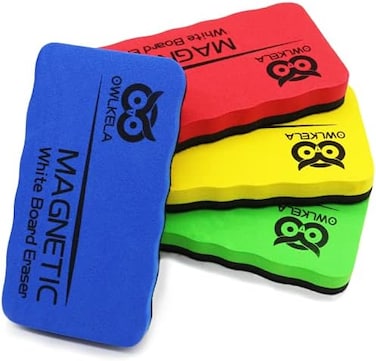 OWLKELA Magnetic Whiteboard Eraser, Dry Eraser Board Erasers, Dry Erasers for White Board, Whiteboard Erasers for Kids Classroom, 4 Pack, Perfect for Classroom, Home, College and Office Use.