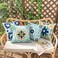 Pyonic Outdoor Waterproof Throw Pillow Covers Set of 4 Floral Printed and Boho Farmhouse Outdoor Pillow Covers for Patio Funiture Garden 18x18 Inch Blue.