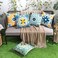 Pyonic Outdoor Waterproof Throw Pillow Covers Set of 4 Floral Printed and Boho Farmhouse Outdoor Pillow Covers for Patio Funiture Garden 18x18 Inch Blue.