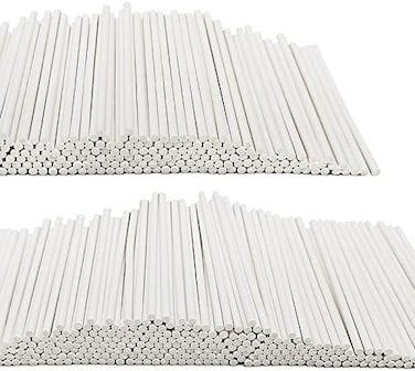 Blvochnnt 500PCS 4-Inch White Lollipop Sticks,Paper Sucker Stick,Cake Pops Stick for Candy Melt,Dessert,Cake Pops,Chocolate and Cookie(3mm.