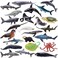 TOYMANY 24pcs Mini Ocean Animal Figurines: Realistic Cake Toppers with Sharks, WhalesOctopus - Great for Kids' Parties, GiftsSchool Projects.