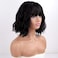 MISSQUEEN Short Wavy Black Wig with Bangs, Short Black Bob Wigs for Women, Wavy Bob Wig with Bangs Synthetic Natural Looking Heat Resistant Fiber Wigs.