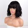 MISSQUEEN Short Wavy Black Wig with Bangs, Short Black Bob Wigs for Women, Wavy Bob Wig with Bangs Synthetic Natural Looking Heat Resistant Fiber Wigs.
