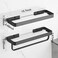 VOLPONE Wall Mounted Shelves, Floating Shelf with Towel Holder Glass Shower Shelf 2 Tier Bathroom Wall Organizer Black.