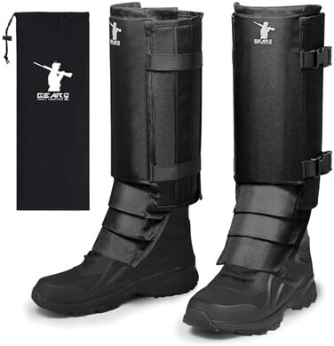 GearOZ Snake Gaiters Snake Chaps, Waterproof Lower Legs Snake Guards, Snake Bite Protective Gaiters, Anti-Snake Gaiters for Men/Women, Adjustable Size for Hunting/Hiking/Farm Working, Black.