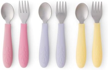 Elk and Friends Kids Silverware with Silicone HandleChildrens Safe FlatwareToddler UtensilsBaby SpoonsForksStainless Steel Cutlery.