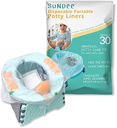 sundee Potty Chair Liners, Portable Disposable Potty Liner Bags for Universal Potty Training Toilet Seat, Toddler Outdoors Travel Baby Toilet Liners - 30 Pack.