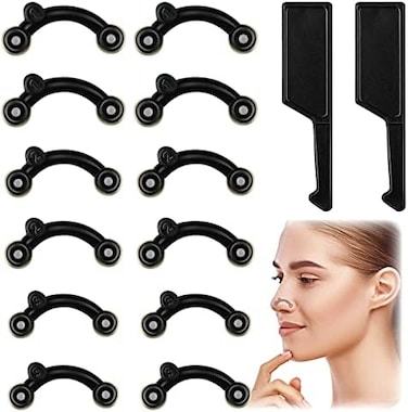 Maitys 2 Sets Nose Up Lifting Shaper Clip Clipper Nose Shaper Nose Up Lifter Inserts Shaping Clip Silicone Nose Beauty Tools Invisible Nose Slimming Device for Wide Nose (Black.