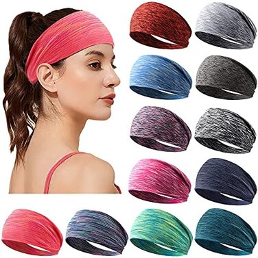 Jesries Women's Workout Headbands Non Slip Sport Sweatbands Yoga Hairbands for Travel Fitness Athletic Elastic Moisture Wicking for Girls.