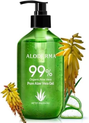 ALODERMA Organic Pure Aloe Vera Gel Made with 99% USDA Organic Certified Aloe Vera within 12 Hours of Harvest (300g, 313mlNo Powder Concentrates or Parabens - Perfect for Everyday Use - Suitable.