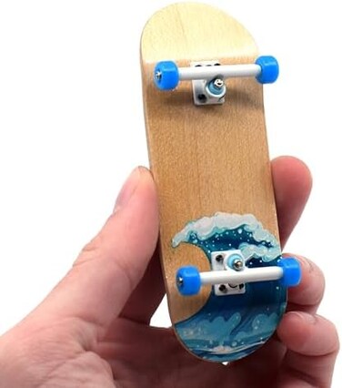 Teak Tuning 34mm Pro Fingerboard Heat Transfer Graphic Complete - Fully Assembled with Pro Level Parts - Pro Shaped Wood Deck (34x97mm, UltraSpin Wheels, Prodigy Trucks.