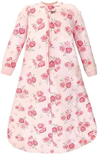 Hudson Baby Unisex Baby Premium Quilted Long Sleeve Sleeping Bag and Wearable Blanket, Blush Rose, 18-24 Months.