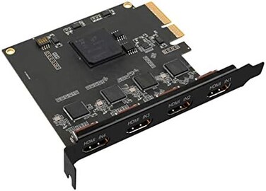 ELECABLE Quad HDMI PCIe Video Capture Card, 4-Channel HDMI Video Recorder Capture for Multi-Channel Live Streaming.