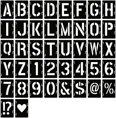 YEAJON 2 Inch Letter Stencils Symbol Numbers Craft Stencils, 42 Pcs Reusable Alphabet Templates Interlocking Stencil Kit for Painting on Wood, Wall, Fabric, Rock, Chalkboard, Sign, DIY Art Projects.