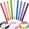 MTLEE 12 Pieces Silicone Wristbands Adjustable Rubber Bracelets Colorful Cute Charm Bracelets with Holes for Shoe Charm Boys Girls Birthday Party Award (Vivid Colors,8. 3 Inch.
