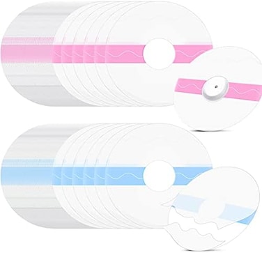 Nuanchu 60 Pieces Shower Waterproof Patch Transparent Adhesive Patches Waterproof CGM Sensor Covers Protectors, Precut Clear Overpatch Tape Sticker with Hole for Shower Swimming Cycling Running, Pink