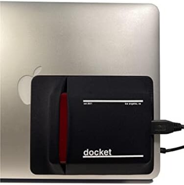docket External Hard Drive Holder for Laptop - Closed Pocket Design with Cable Hole for Safe Storage - Expand Storage While Eliminating Boundaries, Black.