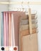 MORALVE Trousers Hangers Space Saving - 2 Pack European Beechwood Scarf and Jeans Hangers - Wardrobe Organiser and Space Saver Trouser Rack, Leggings Hanger, and Scarf Holder with 360 Swivel Hook.