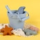 BLUE GINKGO Modern Baby Sand ToysTravel FriendlySilicone Bucket, Shovel, 4 Molds, Beach Bag for Toddlers, Kids - Blue.
